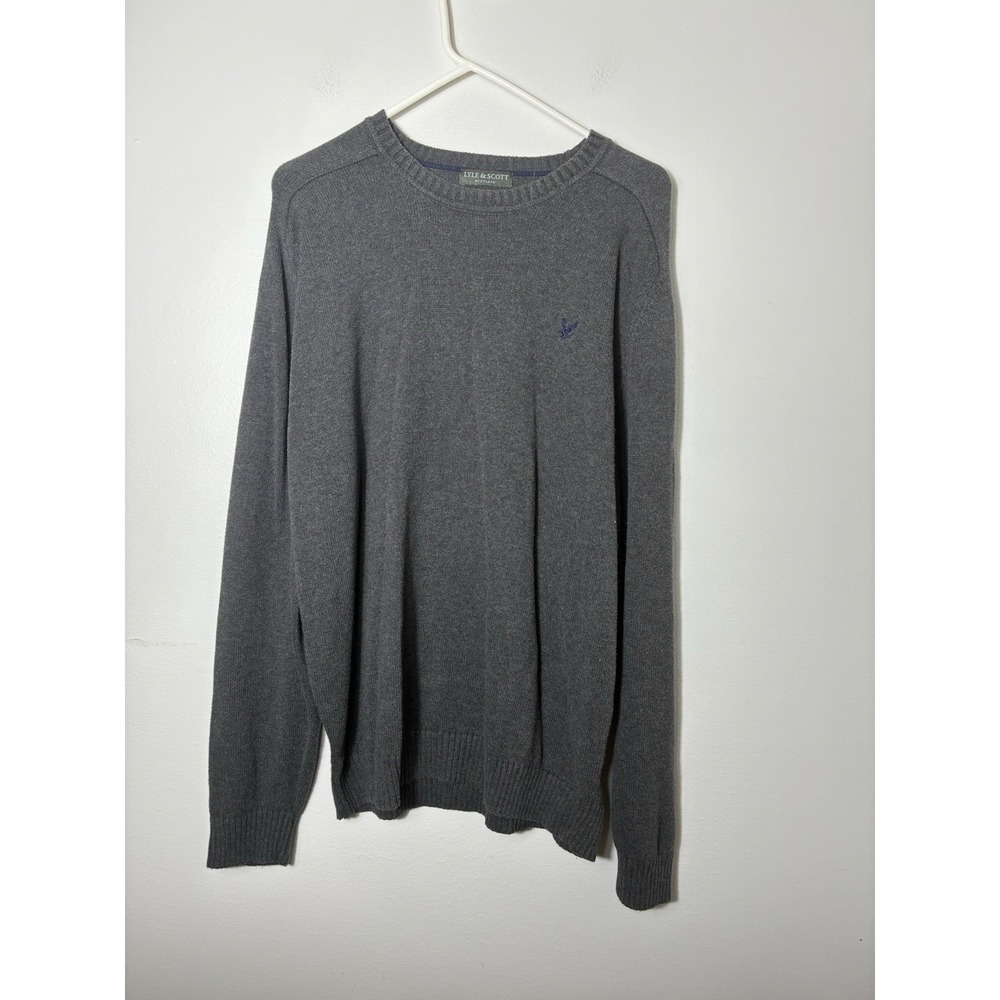 LYLE & Scott 100% Combed Cotton Pullover Sweater Men's XXL Gray Scotland Made